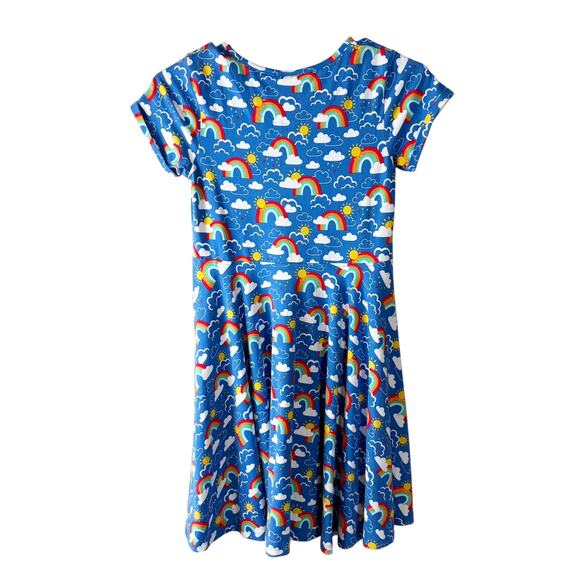 Frugi Girls Organic Cotton Spring Skater Dress Rainbow Skies 9-10 Years NWOT - Picture 4 of 5